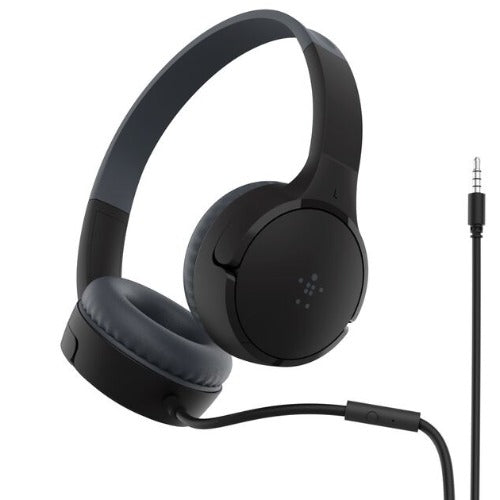 Belkin SoundForm Mini Kids Wired Headphones | Safe 85dB Volume | Black 