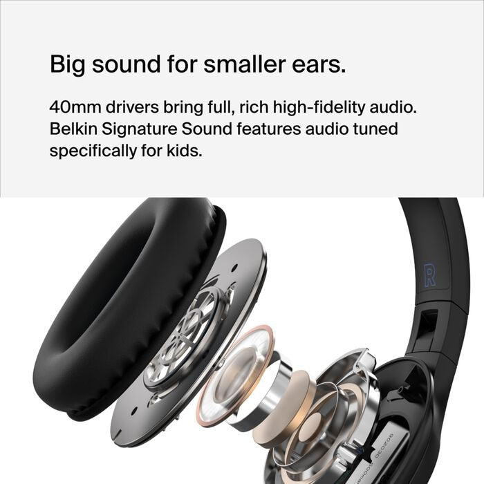 Belkin SoundForm Inspire Wireless Kids Headphones | Safe 85dB Black Belkin
