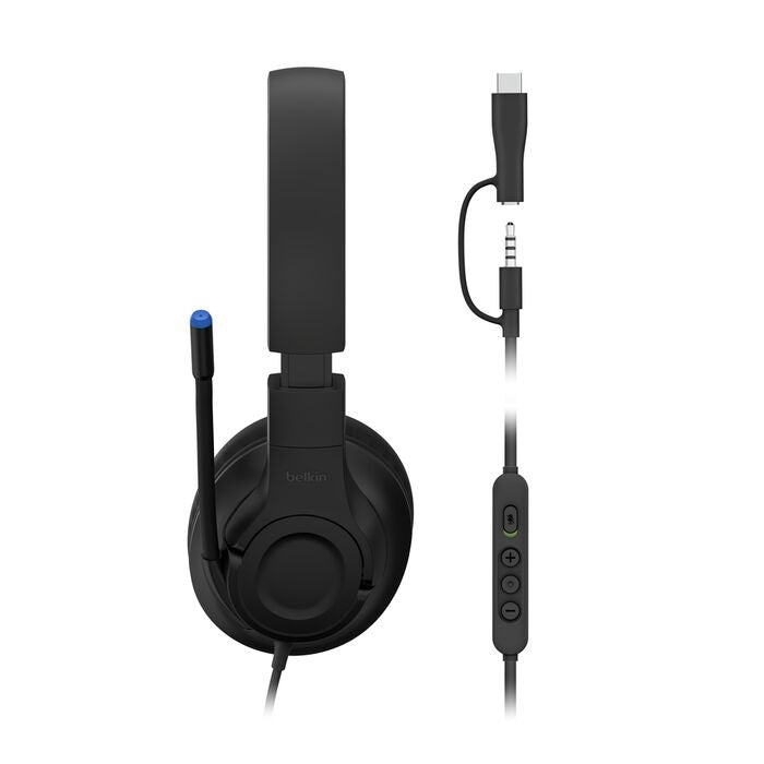 Belkin SoundForm Inspire Kids USB-C Wired Over-Ear Headset - Safe Sound 85dB Belkin