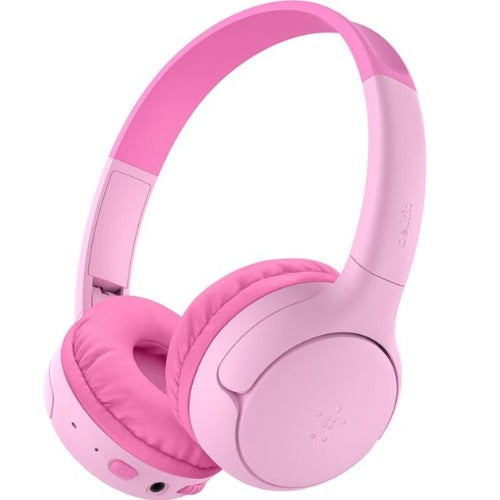Belkin SoundForm Mini2 Pink Wireless On-Ear Headphones for Kids - Safe Volume & Mic 