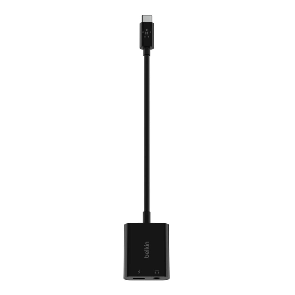 Belkin RockStar USB-C to 3.5mm Audio + Charge Adapter for iPhone - Black 