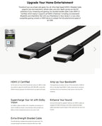 Belkin 8K HDMI 2.1 Braided Cable (2M) - 4K 120Hz, Dolby Vision Belkin