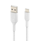 Belkin BoostCharge Braided USB-C to USB-A Cable 1M White - Fast & Durable Belkin