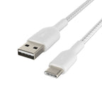 Belkin BoostCharge Braided USB-C to USB-A Cable 1M White - Fast & Durable Belkin