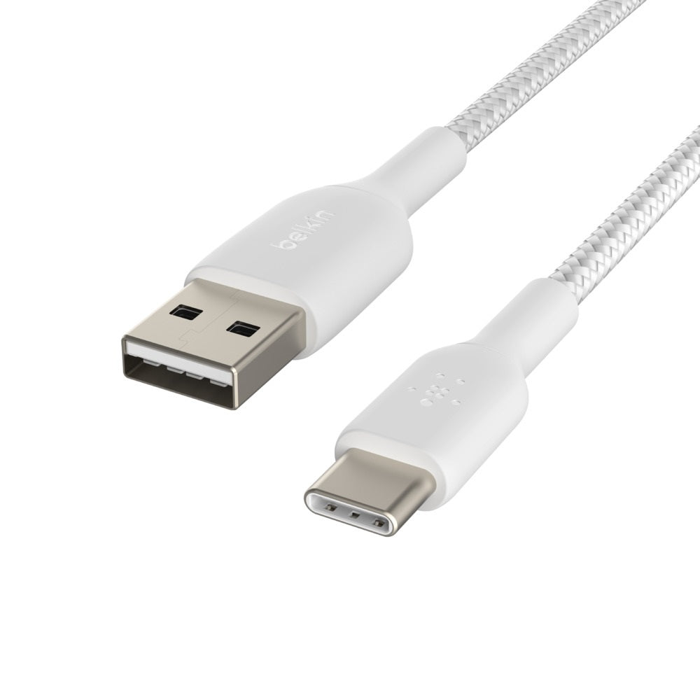 Belkin BoostCharge Braided USB-C to USB-A Cable 1M White - Fast & Durable Belkin