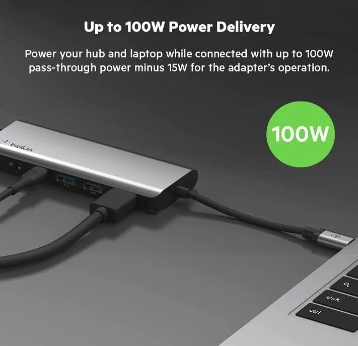 Belkin USB-C 7-in-1 Multiport Hub Adapter - 4K HDMI, 100W PD (Space Grey) Belkin