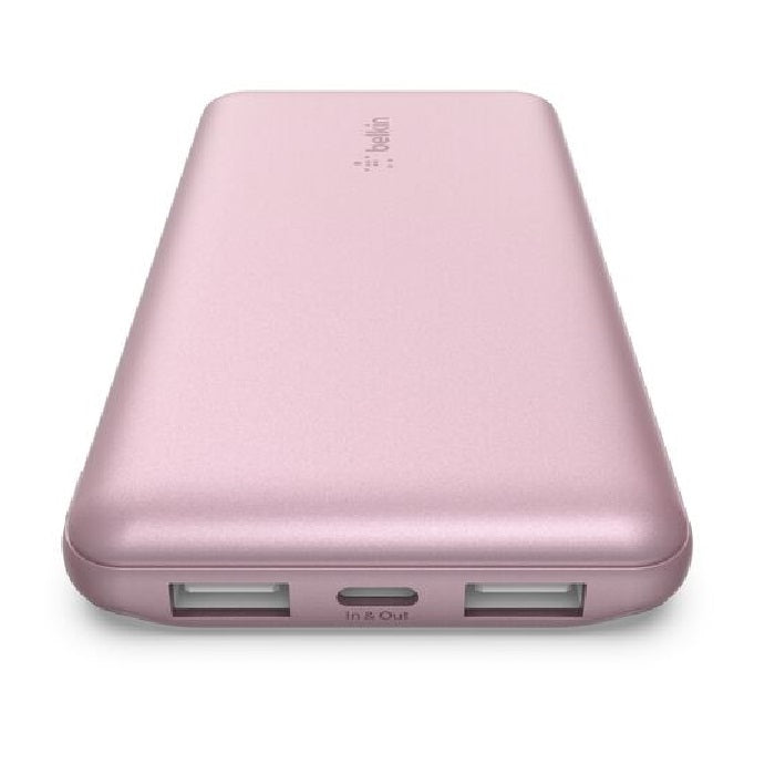 Belkin BoostCharge 10K mAh Pink Portable Charger - Triple Port, USB-C Ready Belkin