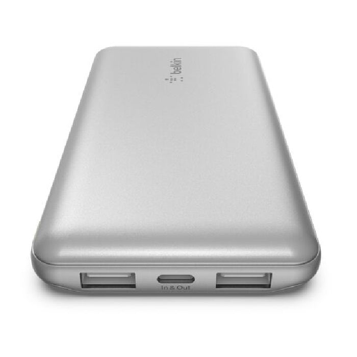 Belkin BoostCharge 10K mAh Triple-Port Power Bank with USB-C Cable - Silver Belkin