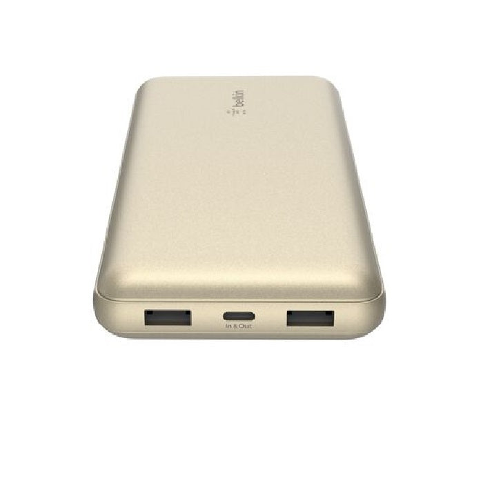 Belkin BoostCharge 20000mAh Triple-Port Power Bank with USB-C - Gold Belkin