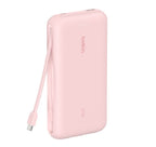 Belkin BoostCharge 20K mAh Pink Power Bank | Built-in USB-C Cable, 30W Fast Charge Belkin