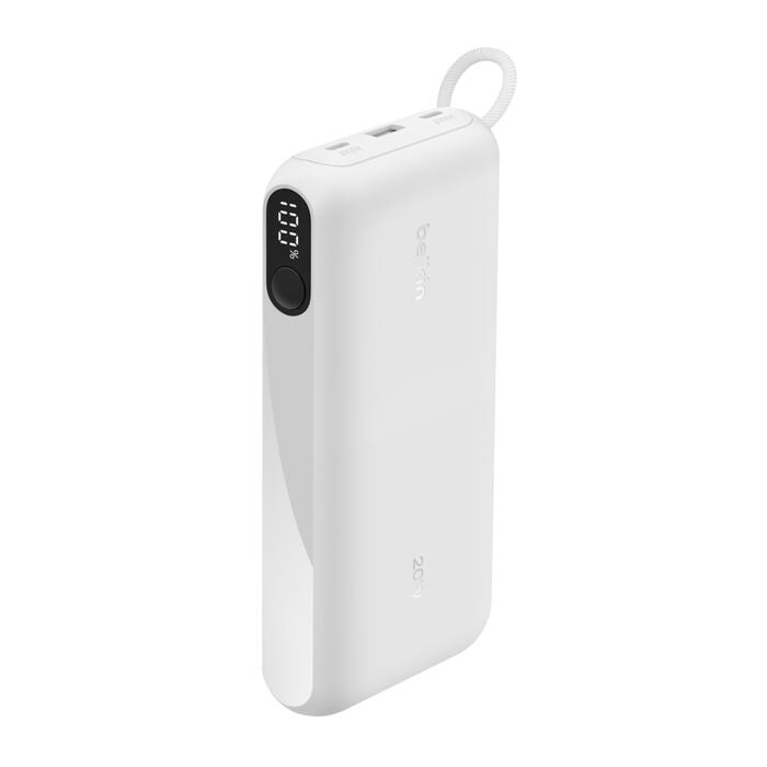 Belkin BoostCharge 20K mAh Power Bank with Display & USB-C Cable - White Belkin
