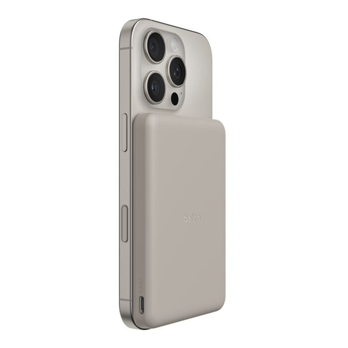 Belkin BoostCharge Magnetic Power Bank 5K Sand | Qi2 Wireless Charger 