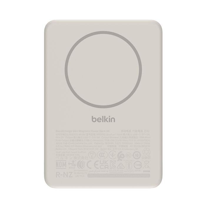 Belkin BoostCharge Magnetic Power Bank 5K Sand | Qi2 Wireless Charger 