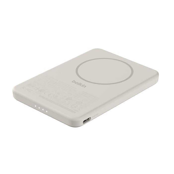 Belkin BoostCharge Magnetic Power Bank 5K Sand | Qi2 Wireless Charger 