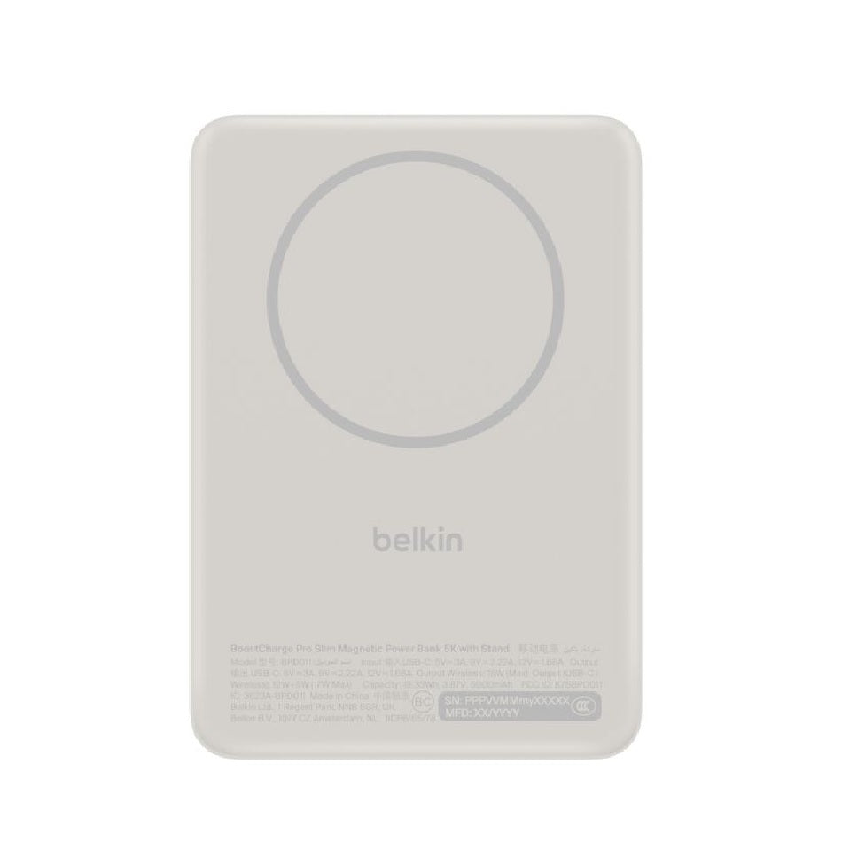 Belkin BoostCharge Slim Magnetic Power Bank 5K with Qi2 Kickstand - Sand 