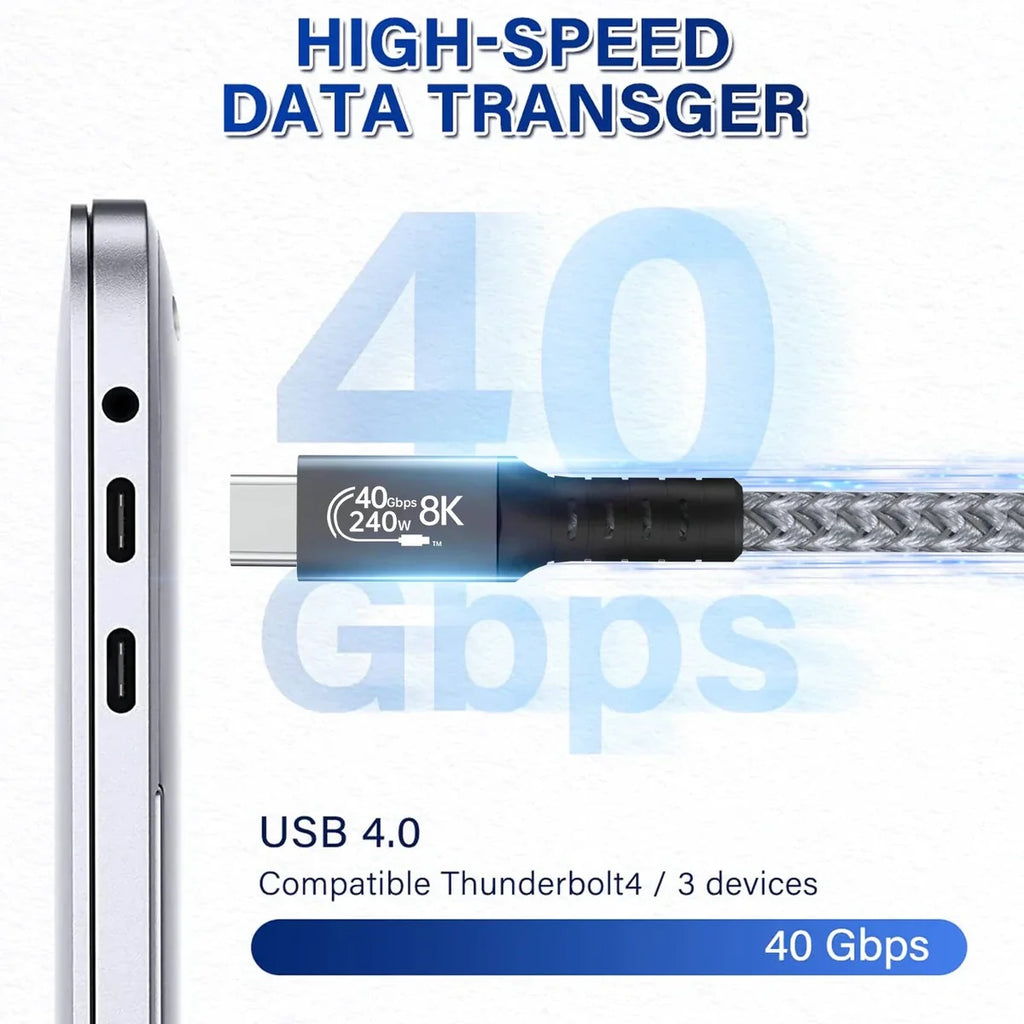 USP BoostUp Thunderbolt 4 USB-C Cable | 40Gbps, 240W, 8K Video, 1.8M 