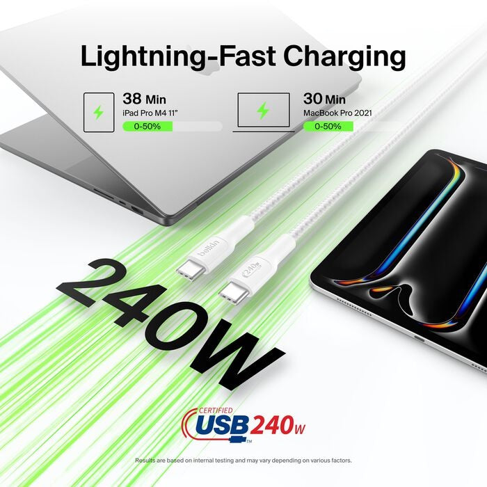 Belkin BoostCharge Pro Braided USB-C to USB-C Cable 1M - 240W White Belkin