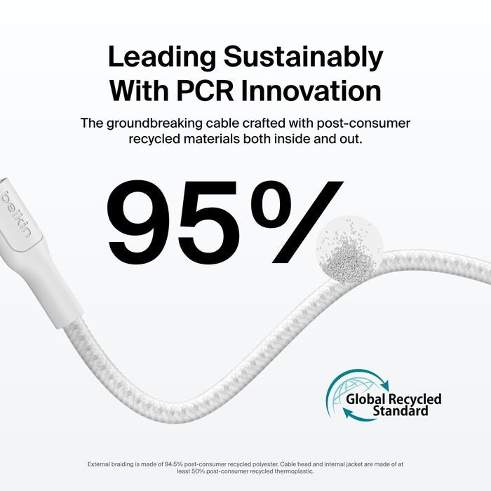 Belkin BoostCharge Pro Braided USB-C to USB-C Cable 1M - 240W White Belkin
