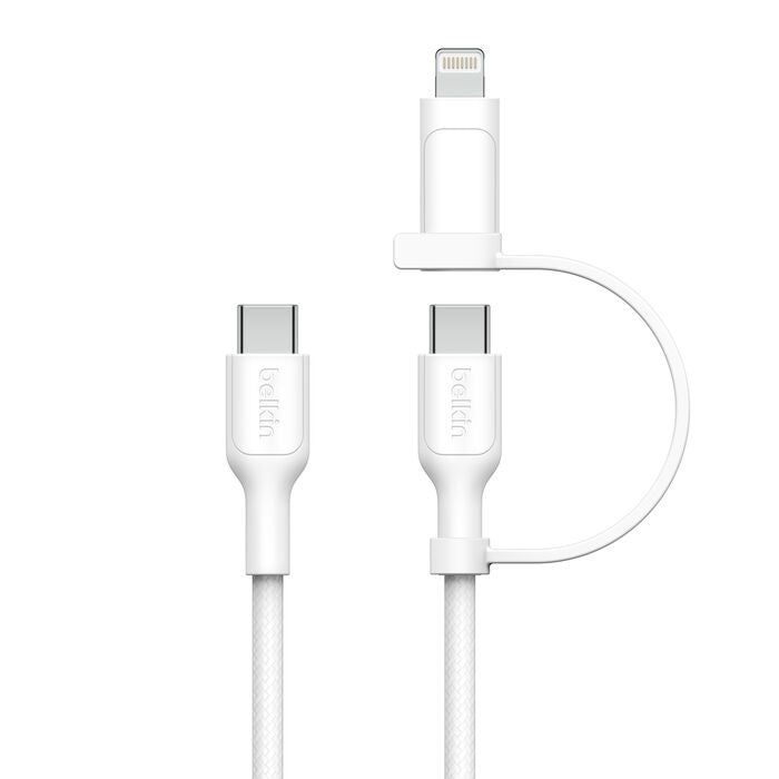 Belkin 2-in-1 Fast Charge Cable: USB-C to USB-C/Lightning - 1.5M White Belkin