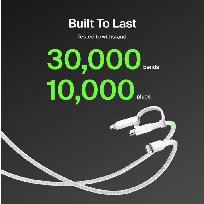 Belkin 2-in-1 Fast Charge Cable: USB-C to USB-C/Lightning - 1.5M White Belkin