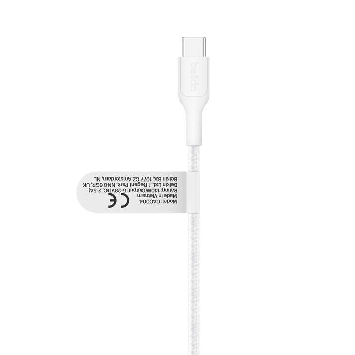 Belkin BoostCharge Pro Braided USB-C Cable 1.5M - 140W Fast Charge - White Belkin