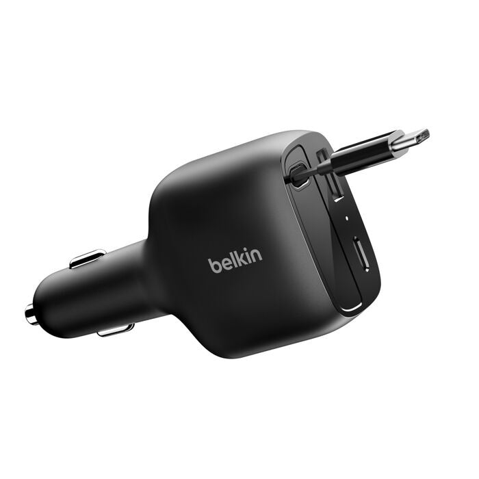 Belkin BoostCharge 75W Retractable Car Charger | Fast USB-C & USB-A Belkin