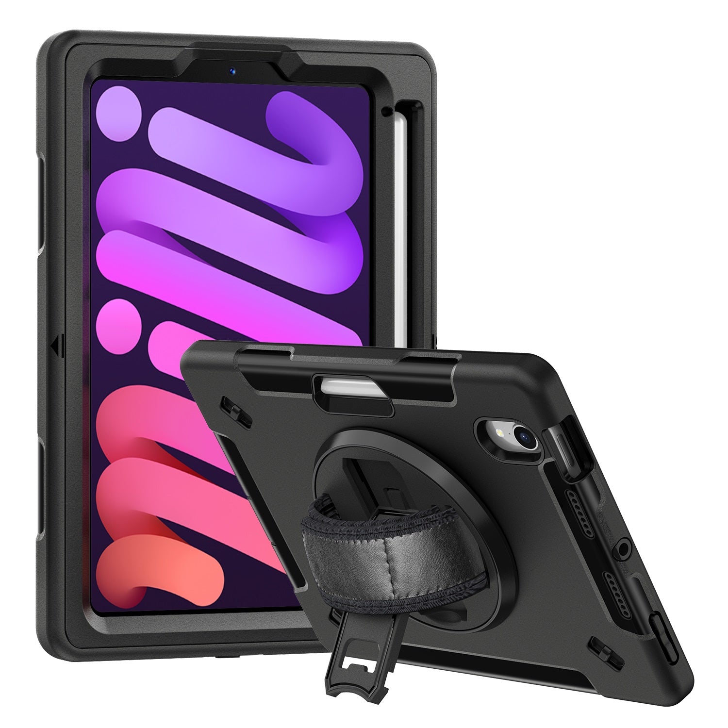 USP Rugged iPad Mini 6th/7th Gen Case - Kickstand, Black 