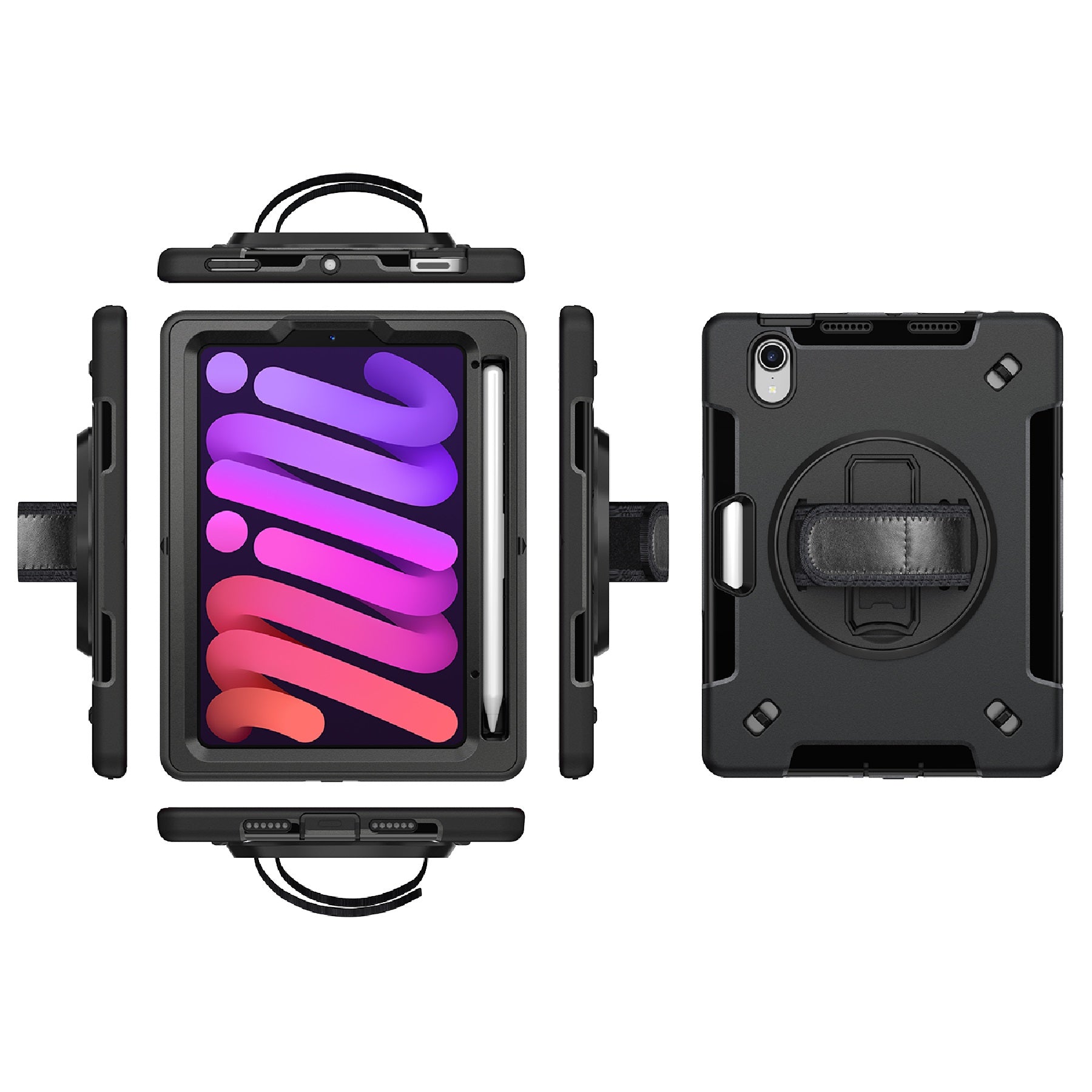 USP Rugged iPad Mini 6th/7th Gen Case - Kickstand, Black 