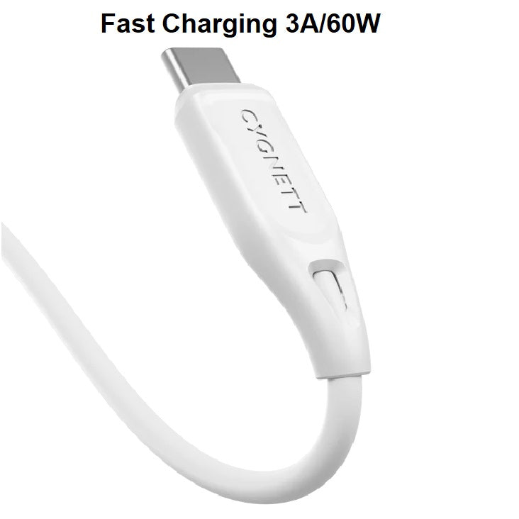 Cygnett USB-C to USB-C Fast Charge Cable 60W for Laptops 1M White 