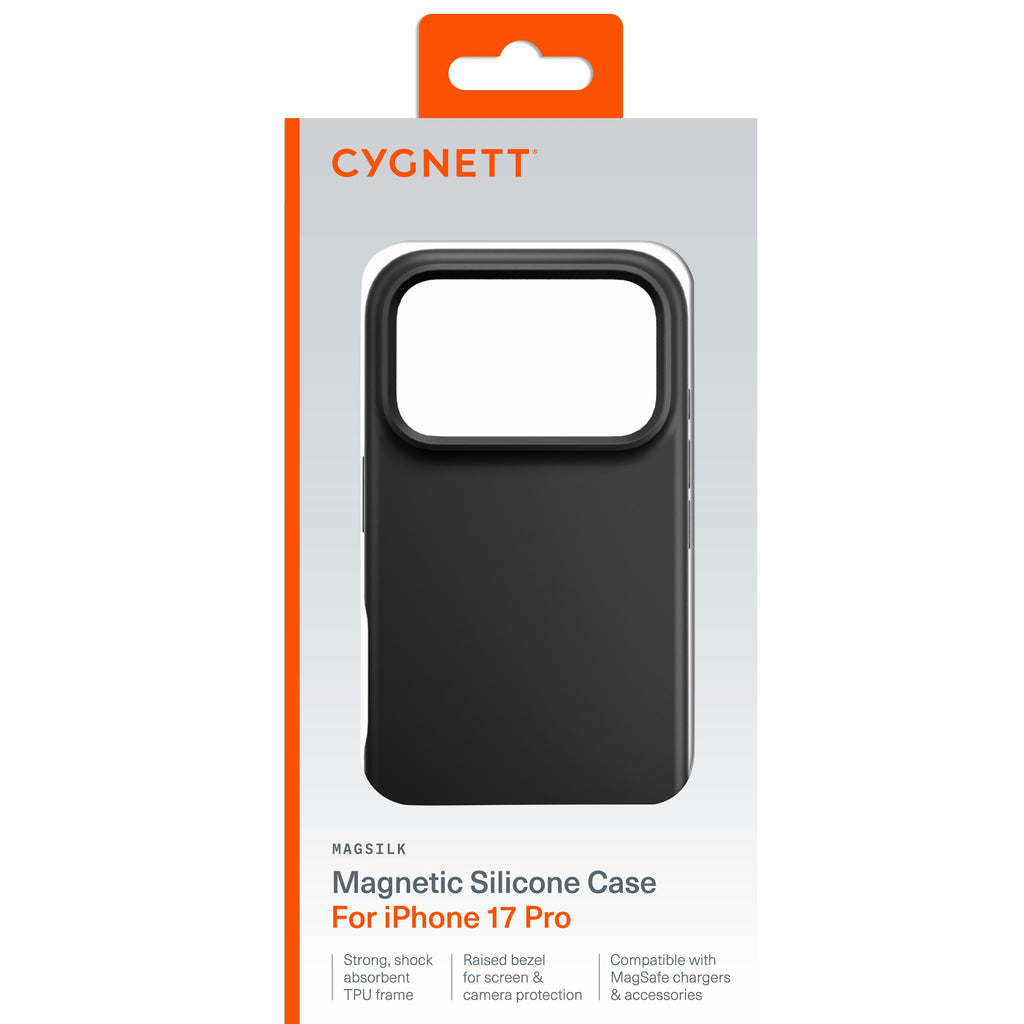 Cygnett MagSilk iPhone 17 Pro Magnetic Silicone Case - Black 