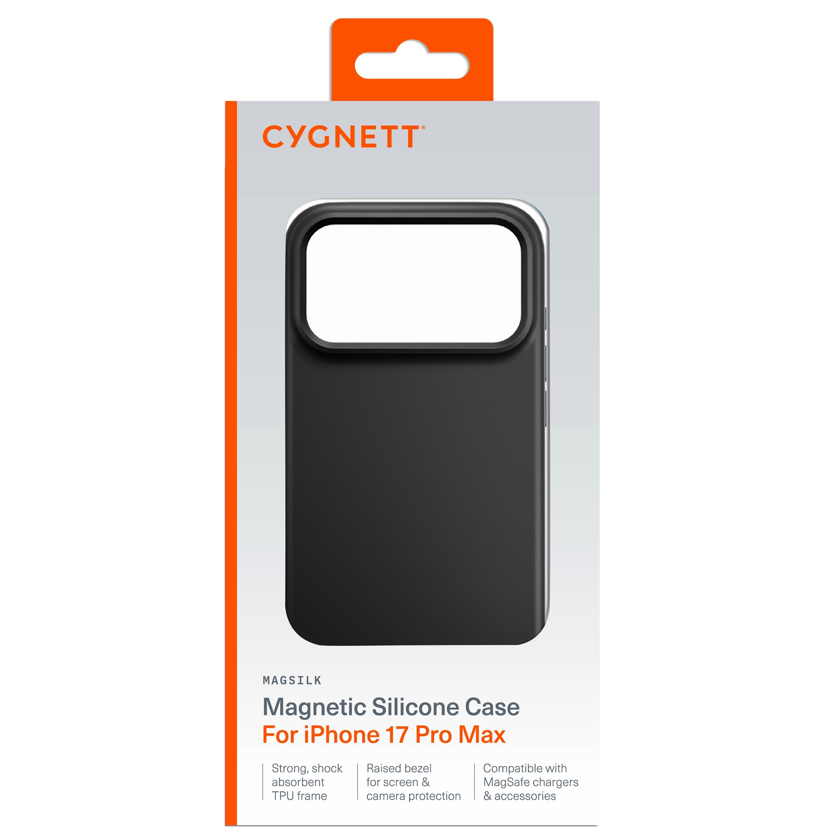 Cygnett MagSilk Magnetic Silicone Case for iPhone 17 Pro Max - Black 