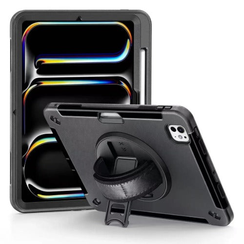 Rugged Apple iPad Pro 13-inch Case (M4/M5) - Kickstand, Hand & Shoulder Strap 