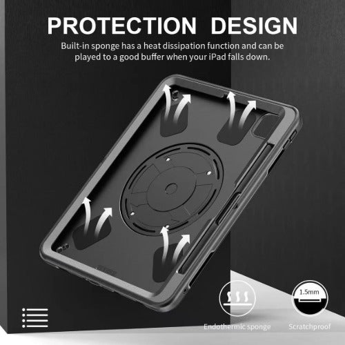 Rugged Apple iPad Pro 13-inch Case (M4/M5) - Kickstand, Hand & Shoulder Strap 