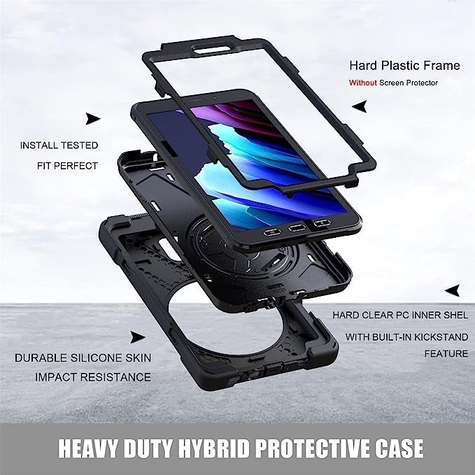 Heavy Duty Samsung Tab Active5/3 8 Case - Kickstand & Straps