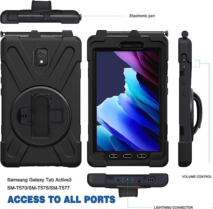 Heavy Duty Samsung Tab Active5/3 8 Case - Kickstand & Straps