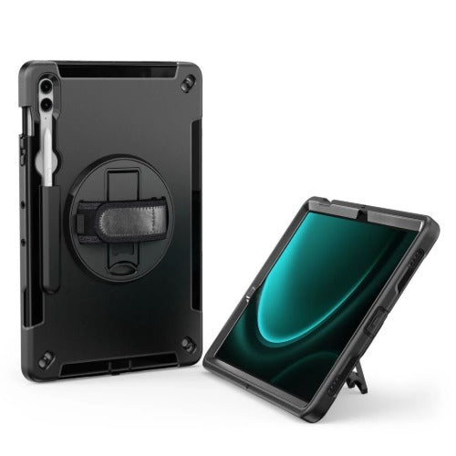 Rugged Samsung Galaxy Tab S10+/S9+/S9 FE+ 12.4 Case w/ Kickstand & Straps 