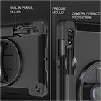 Rugged Samsung Tab S9/S9 FE & S10 FE/Lite Case - Military-Grade & Hand Strap 