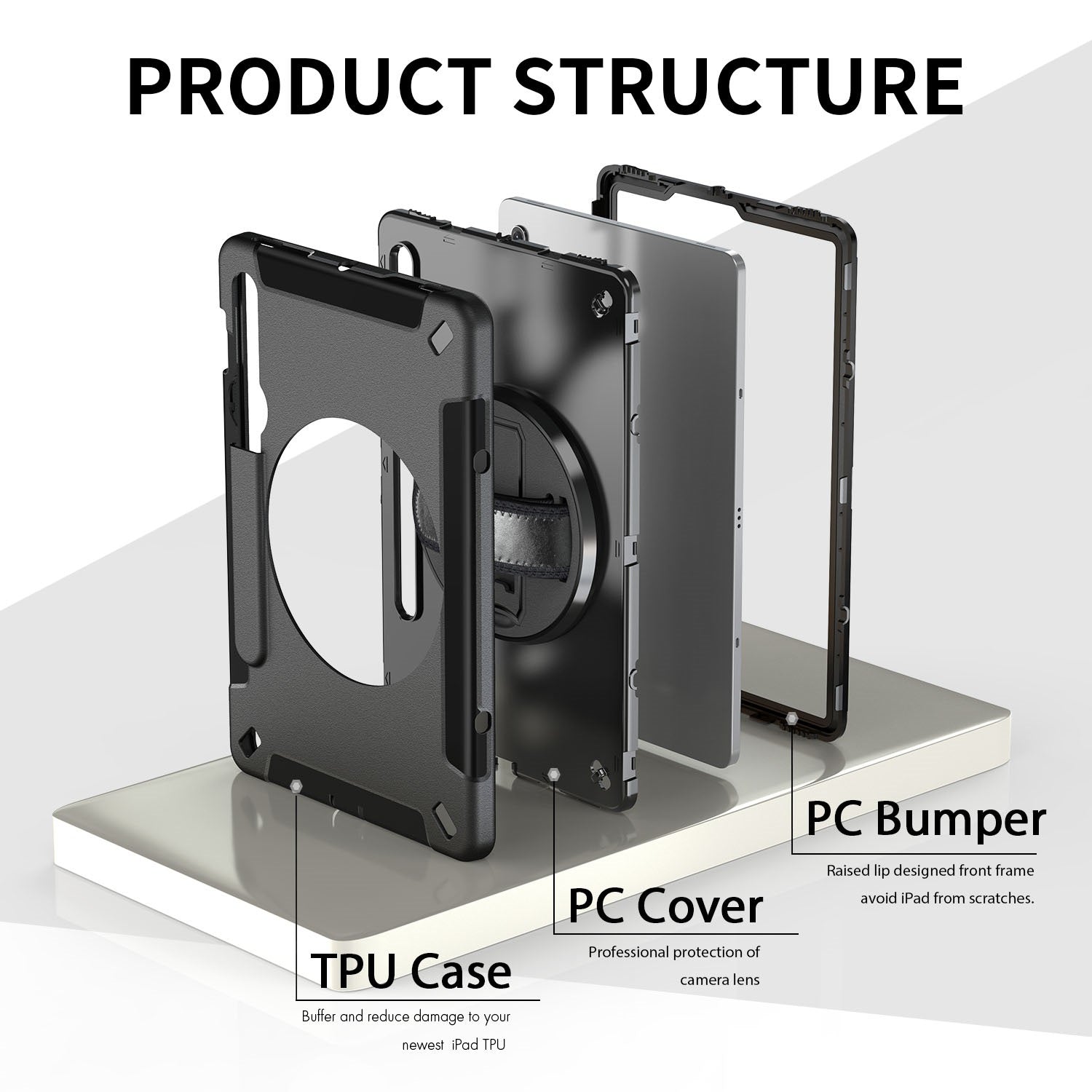 Rugged Samsung Galaxy Tab S10+/S9+/S9 FE+ 12.4 Case w/ Kickstand & Straps 