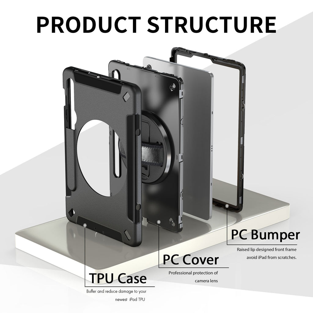 Rugged Samsung Tab S9/S9 FE & S10 FE/Lite Case - Military-Grade & Hand Strap 