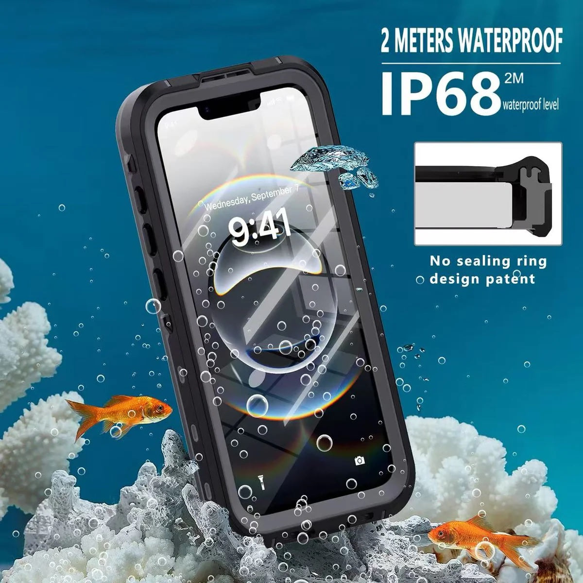 iPhone 17e/16e 6.1 Waterproof Case Black - Shockproof & Rugged 