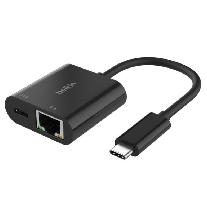 Belkin USB-C to Gigabit Ethernet + 100W Charge Adapter - Black Belkin