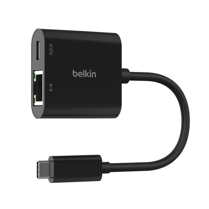 Belkin USB-C to Gigabit Ethernet + 100W Charge Adapter - Black Belkin