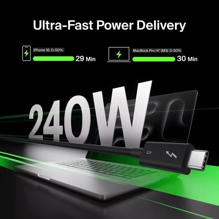 Belkin Thunderbolt 5 USB-C Cable | 80Gbps, 240W, 8K Video | 1M Black Belkin