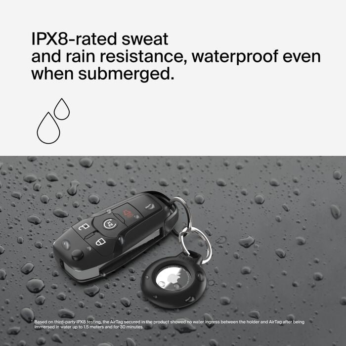 Belkin Waterproof Secure AirTag Holder with Key Ring (2-Pack) - Black Belkin