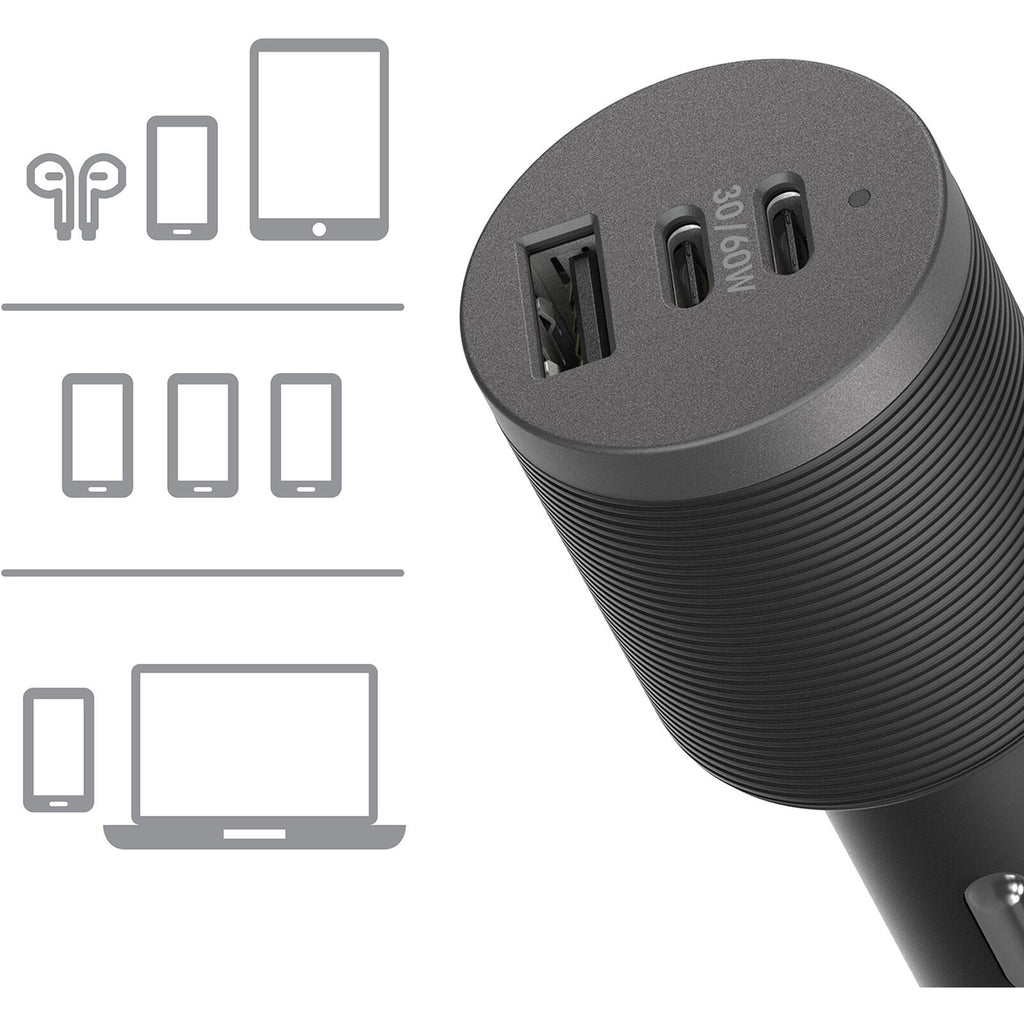 OtterBox 72W Fast Car Charger - Triple Port USB-C for iPhone & Samsung 