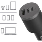 OtterBox 72W Fast Car Charger - Triple Port USB-C for iPhone & Samsung 