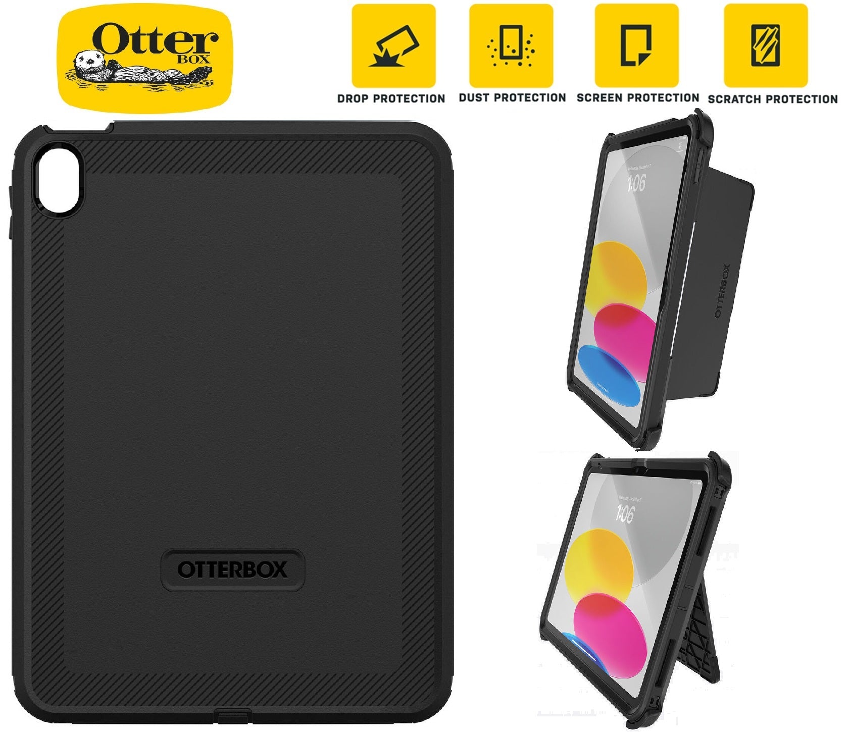OtterBox Defender Case for iPad 11th Gen & 10th Gen - Black | Rugged Protection Otterbox