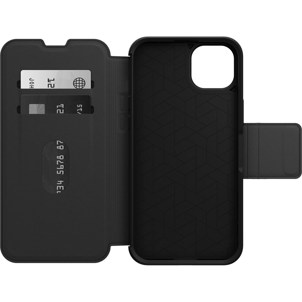 OtterBox Strada iPhone 14 Plus Leather Folio Wallet Case Black Otterbox