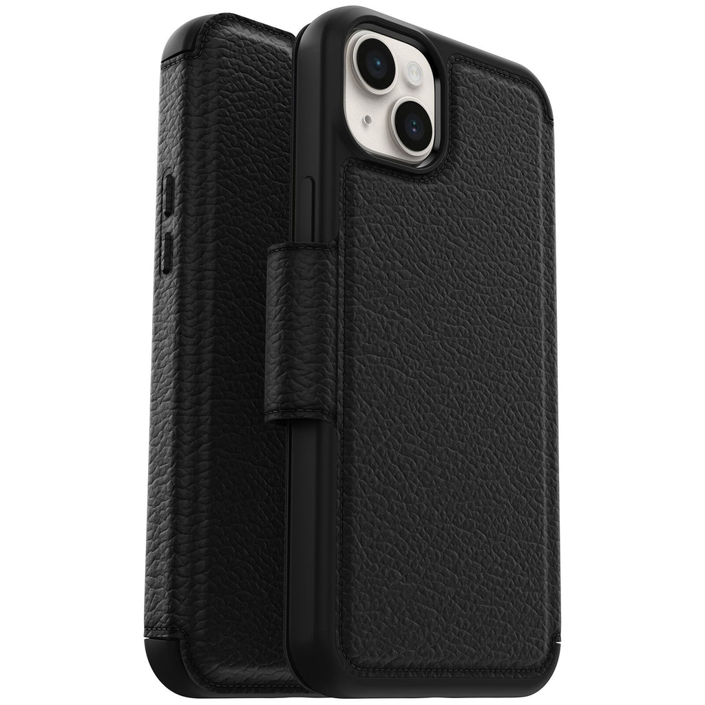 OtterBox Strada iPhone 14 Plus Leather Folio Wallet Case Black Otterbox
