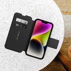 OtterBox Strada iPhone 14 Plus Leather Folio Wallet Case Black Otterbox